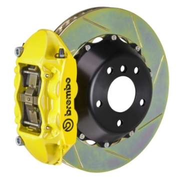 Picture of Brembo 99-04 996 Rear GT BBK 4 Piston Cast 345x28 2pc Rotor Slotted Type1-Yellow