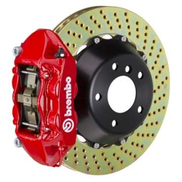 Picture of Brembo 88-91 Testarossa Rear GT BBK 4 Piston Cast 380x28 2pc Rotor Drilled-Red