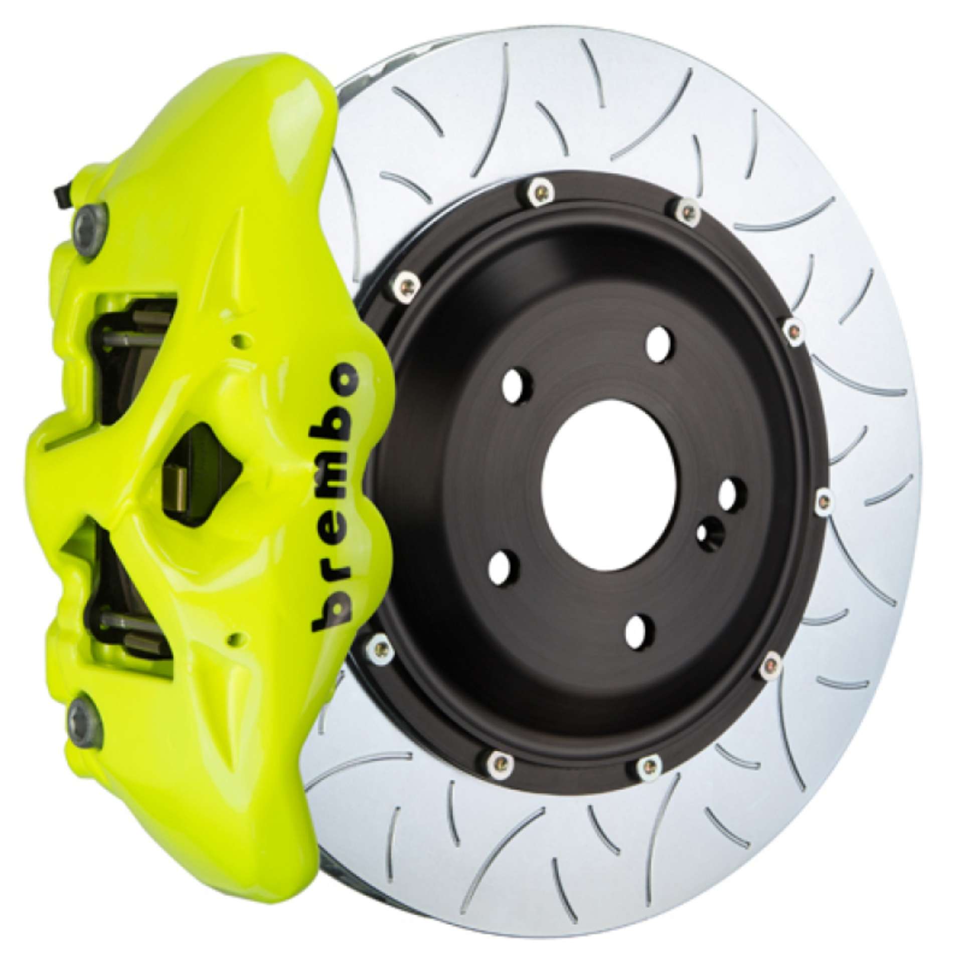 Picture of Brembo 08-13 M3 Rear GT BBK 4 Piston Cast 380x28 2pc Rotor Slotted Type3- Fluo- Yellow