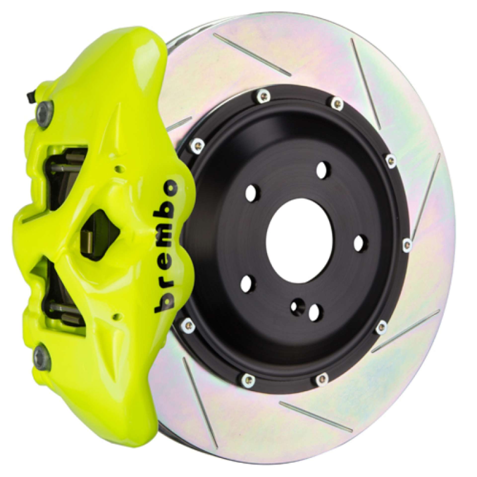 Picture of Brembo 08-13 M3 Rear GT BBK 4 Piston Cast 380x28 2pc Rotor Slotted Type1 - Fluo- Yellow