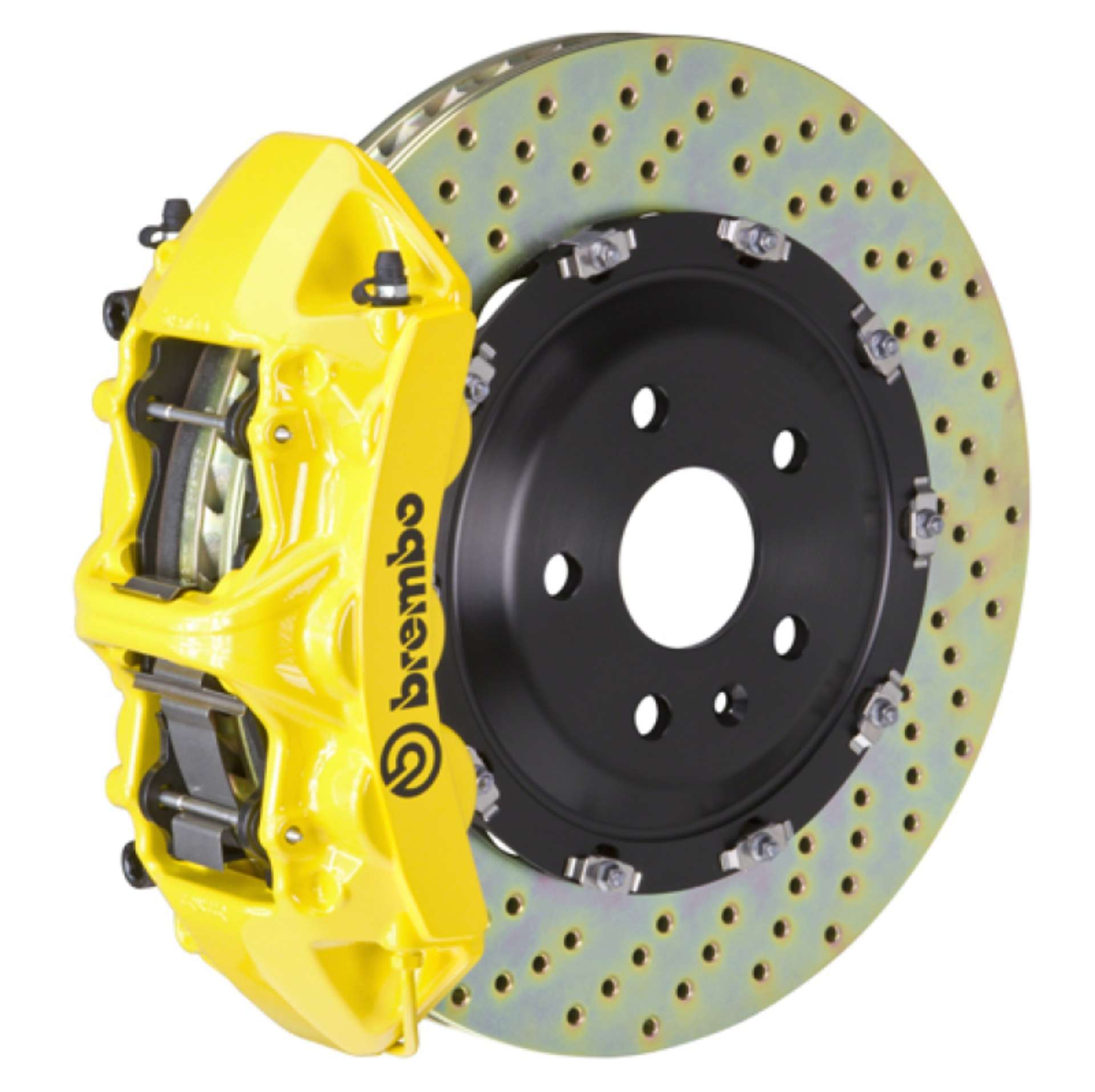 Picture of Brembo 06-13 Corvette Z06 Excl CC Brakes Fr GT BBK 6Pist Cast 365x34 2pc Rotor Drilled- Yellow