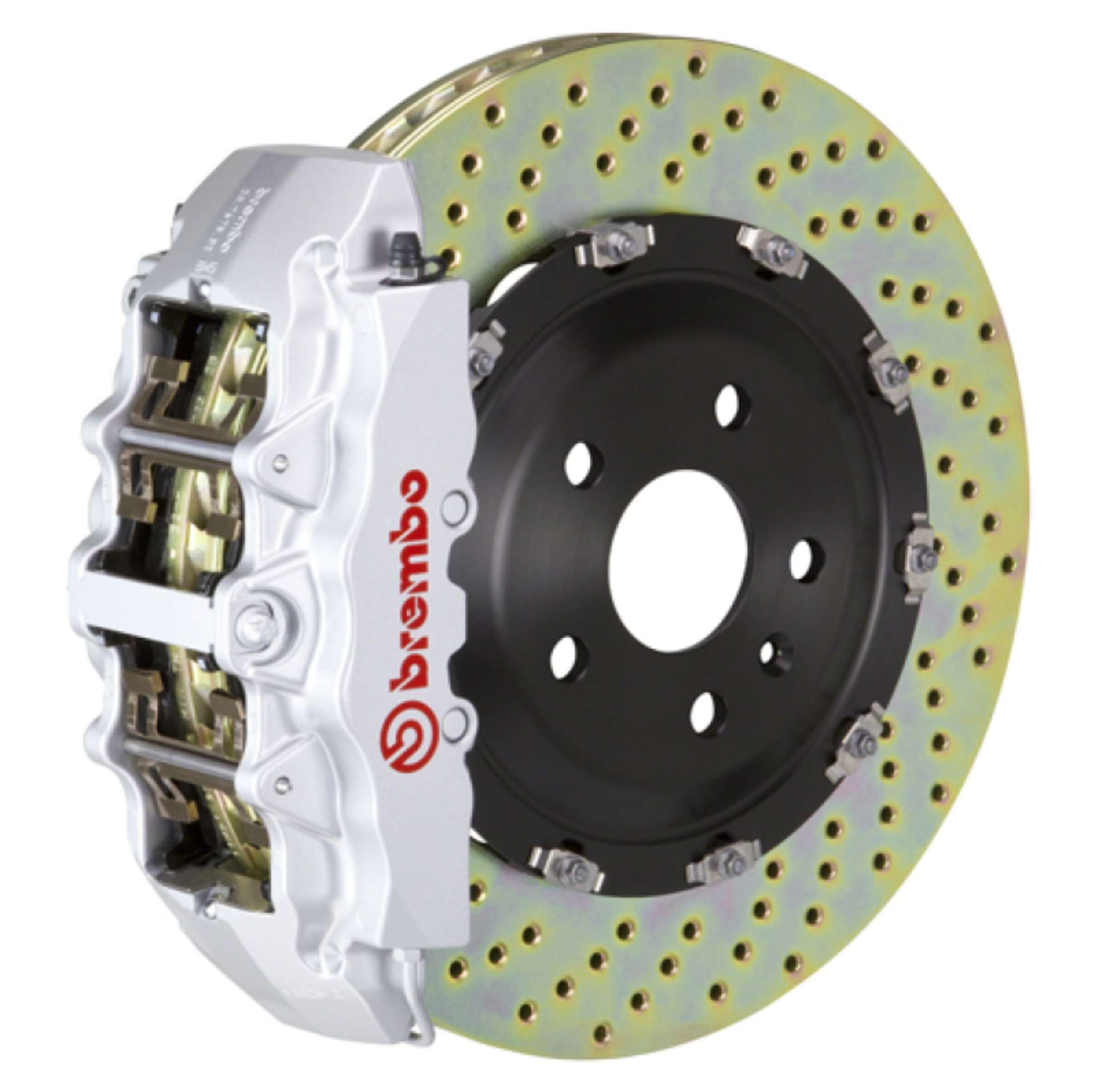 Picture of Brembo 16+ XF Front GT BBK 6 Piston Cast 380x34 2pc Rotor Drilled-Silver