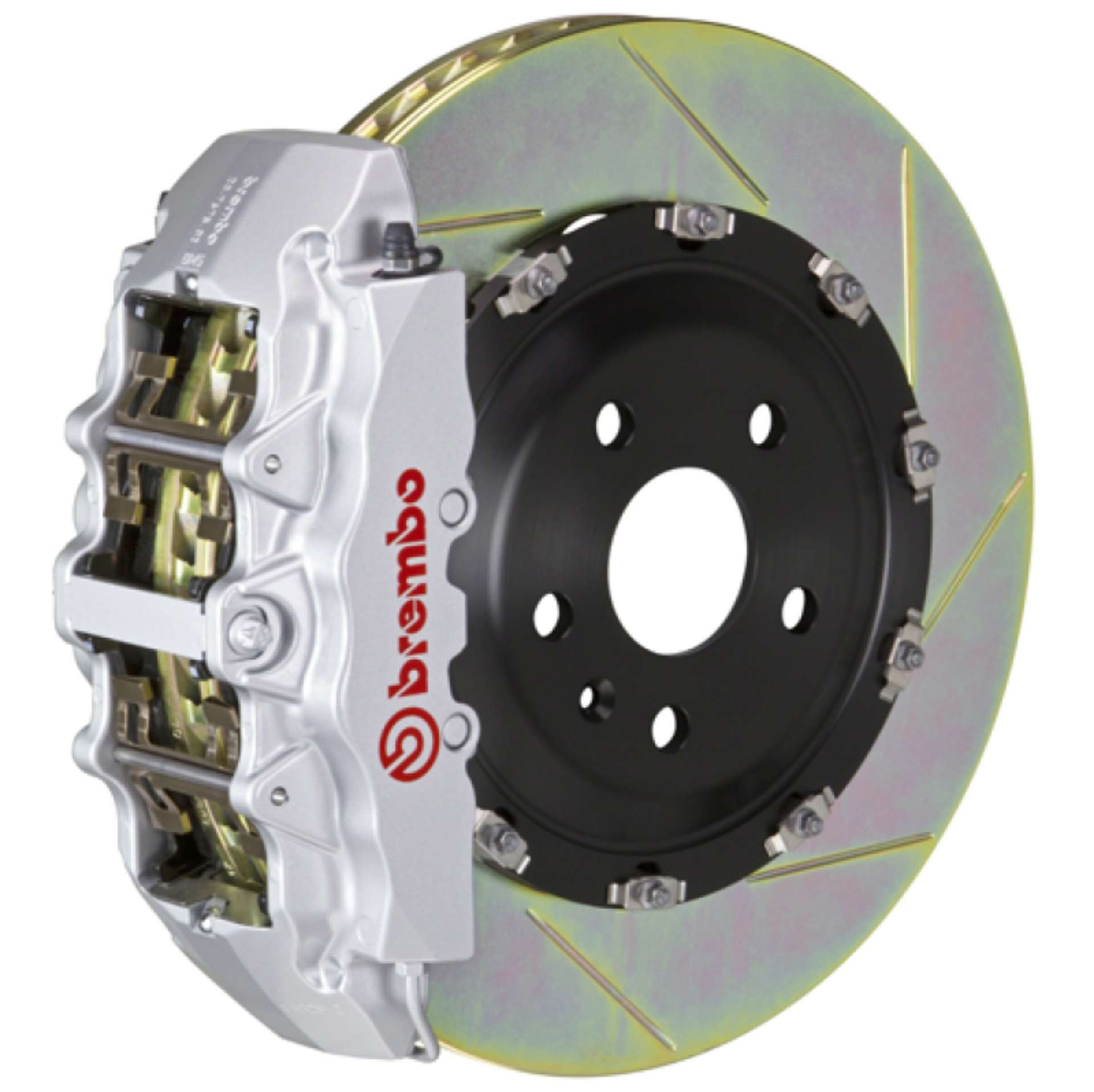 Picture of Brembo 16+ XF Front GT BBK 6 Piston Cast 380x34 2pc Rotor Slotted Type-1-Silver