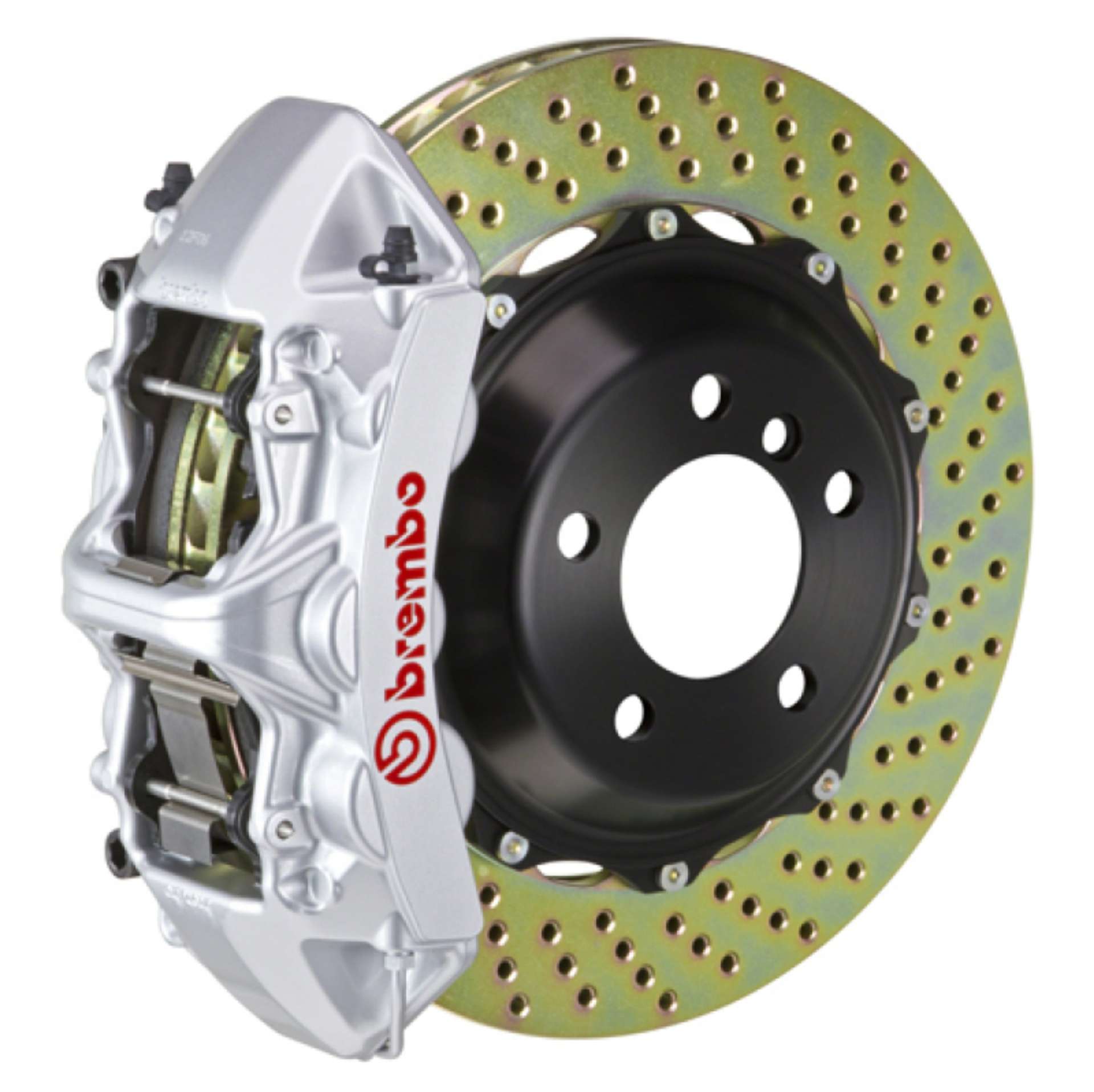 Picture of Brembo 01-06 M3 E46 Front GT BBK 6 Piston Cast 380x32 2pc Rotor Drilled-Silver