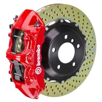 Picture of Brembo 92-00 Viper RT-10-GTS Front GT BBK 6 Piston Cast 380x32 2pc Rotor Drilled-Red