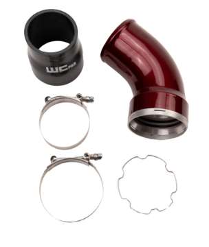 Picture of Wehrli 06-10 GM LBZ-LMM Duramax Passenger Side Intercooler Outlet Elbow Kit - WCFab Red