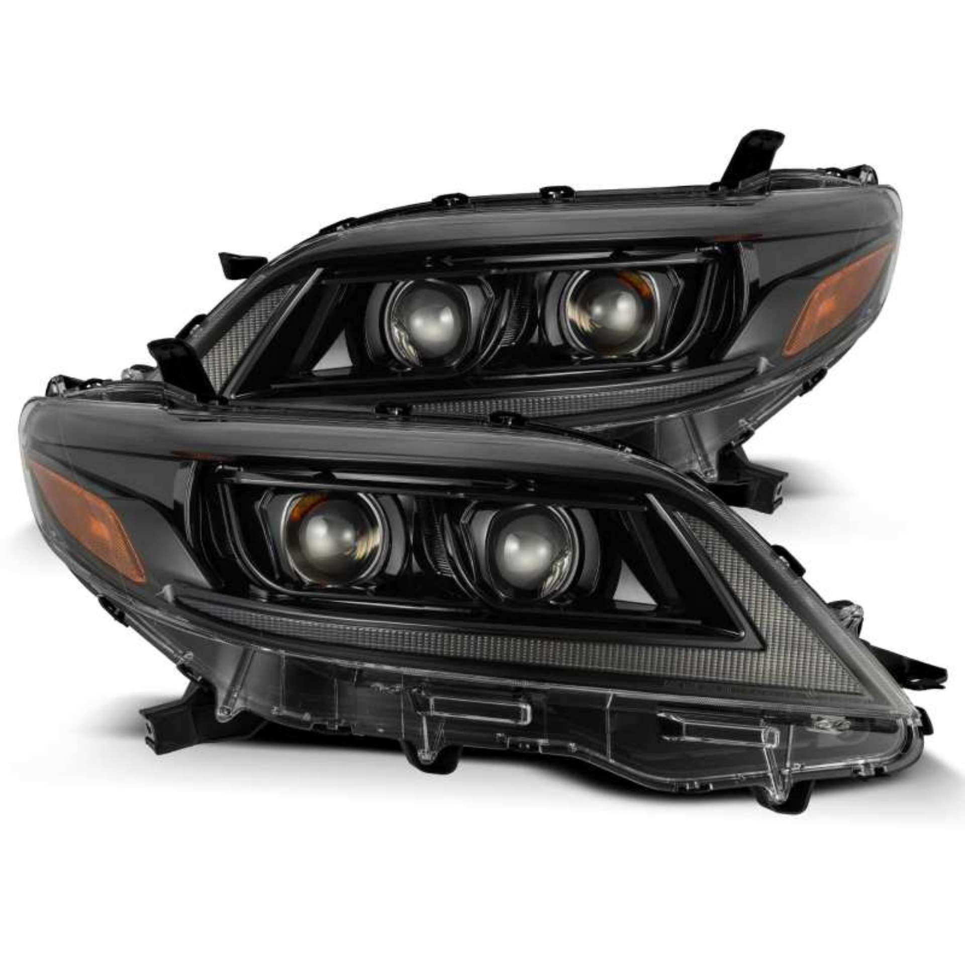 Picture of AlphaRex 11-21 Toyota Sienna LUXX LED Proj Headlights Plank Style Alpha Black w-Seq Signal-DRL