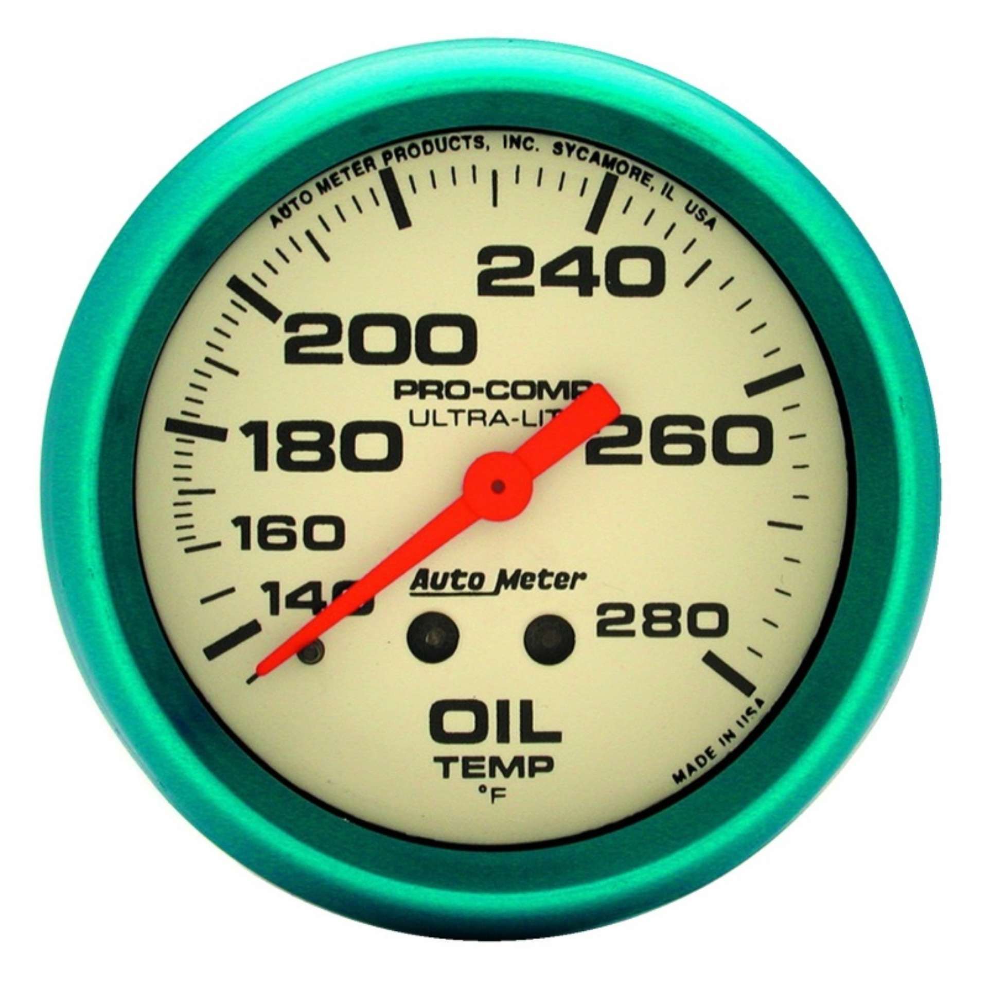 Picture of Autometer Ultra-Nite 66-7mm 140-280 Deg- F Mechanical Glow In The Dark Oil Temp Gauge