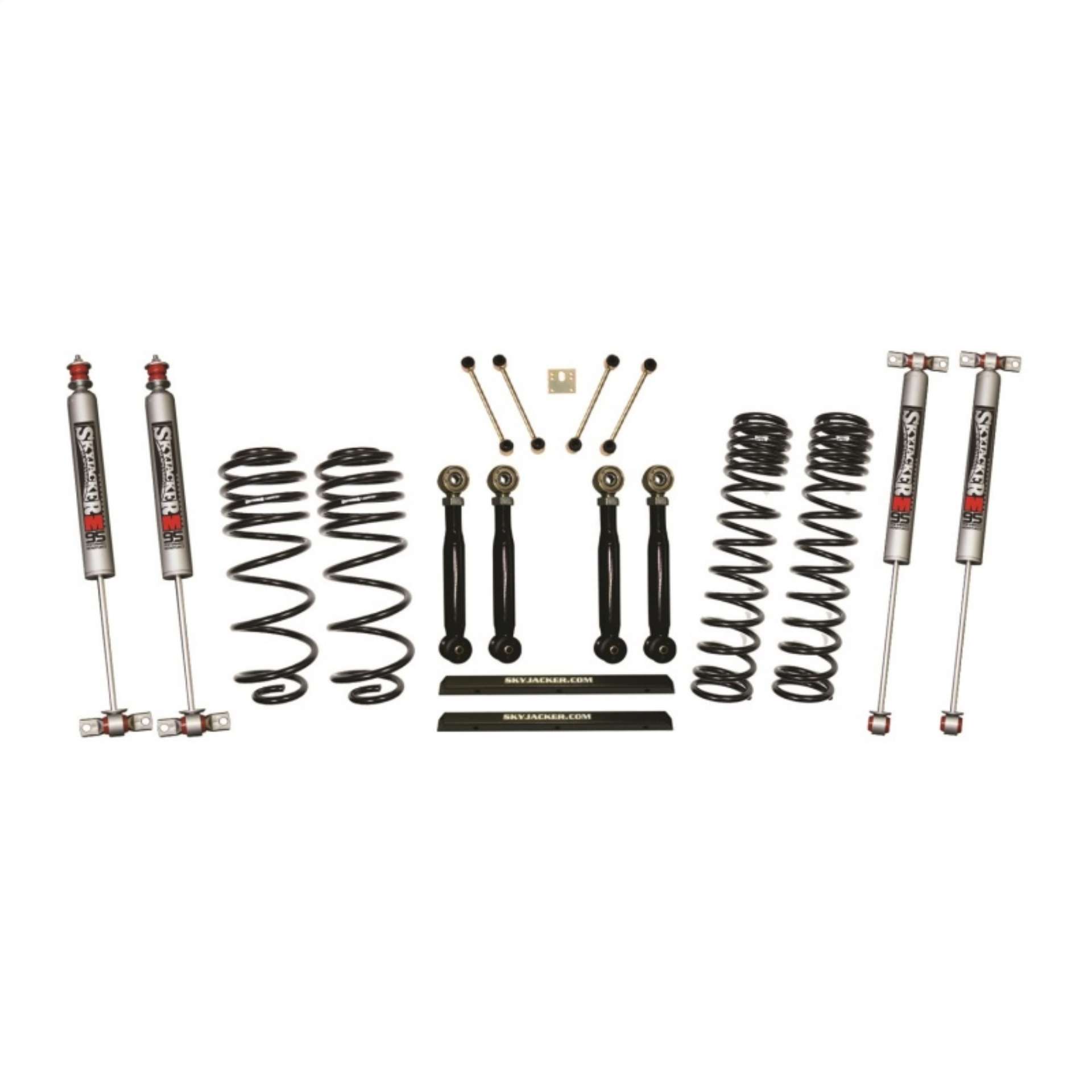 Picture of Skyjacker 97-02 Jeep TJ 4in D-Rate Long Travel Kit w- Adj FR-RR Lower Flex Links-M95 Monotube Shocks