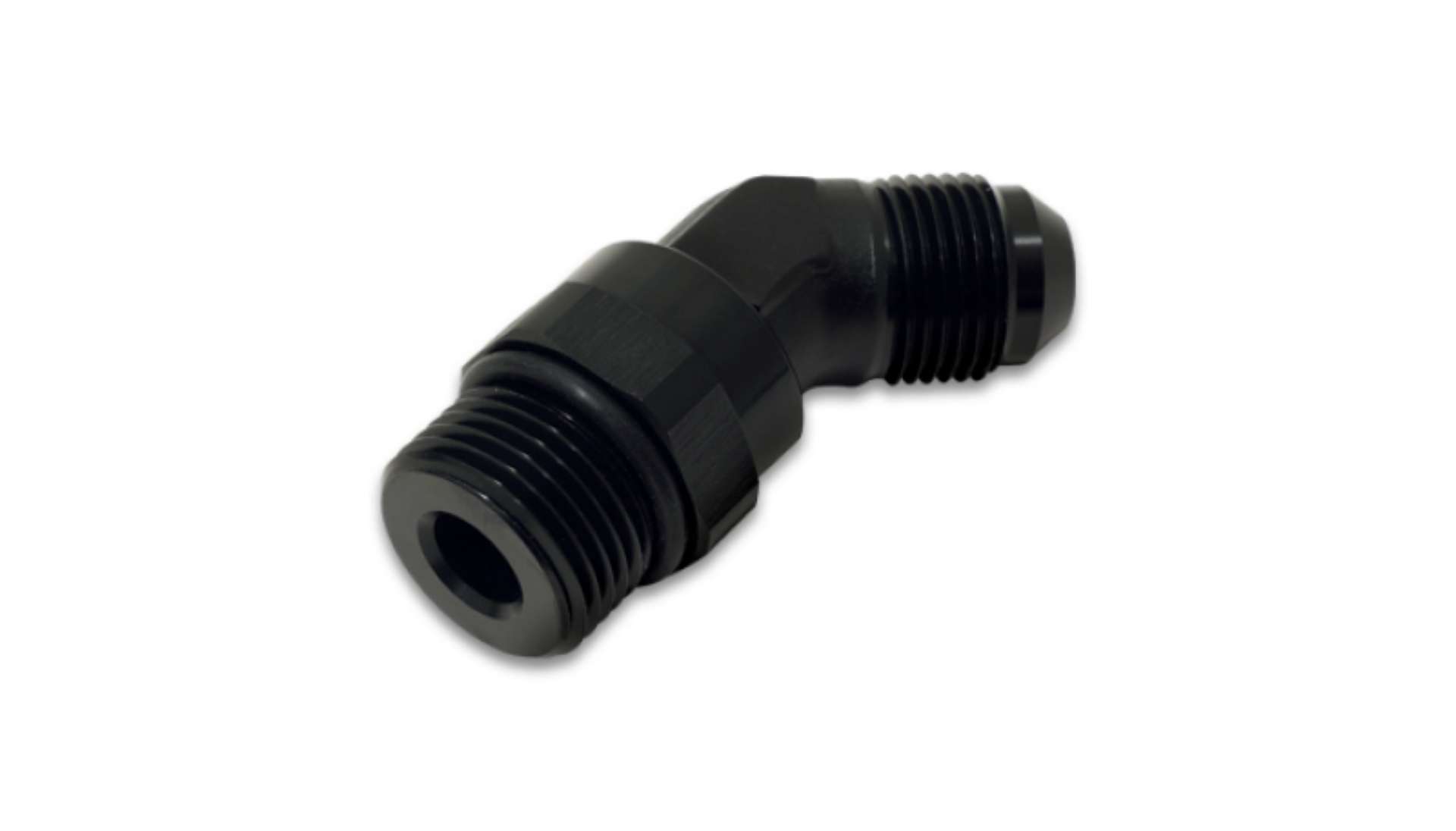 Picture of Vibrant -8AN Male to Male -10AN Straight Cut 45 Degree Adapter Fitting - Anodized Black