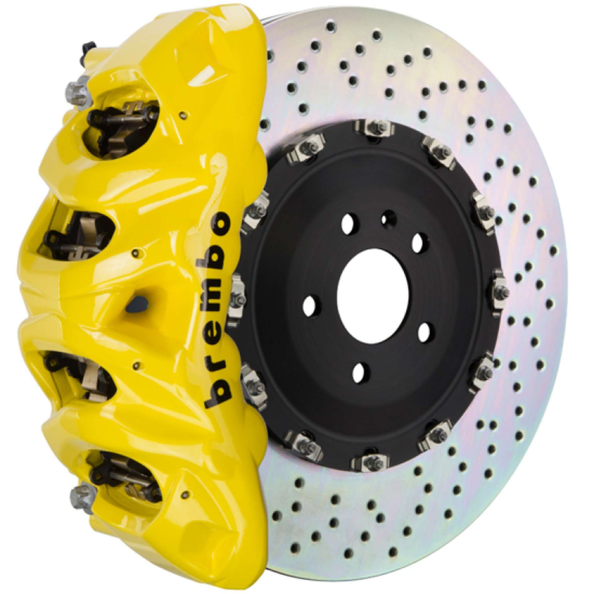 Picture of Brembo 16+ Q7 4M-19+ Q8 4M Front GT BBK 8 Piston Cast 412x38 2pc Rotor Drilled- Yellow