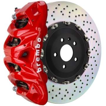 Picture of Brembo 02-08 G500-03-04 G55-09-18 G550 Front GT BBK 8 Piston Cast 412x38 2pc Rotor Drilled -Red