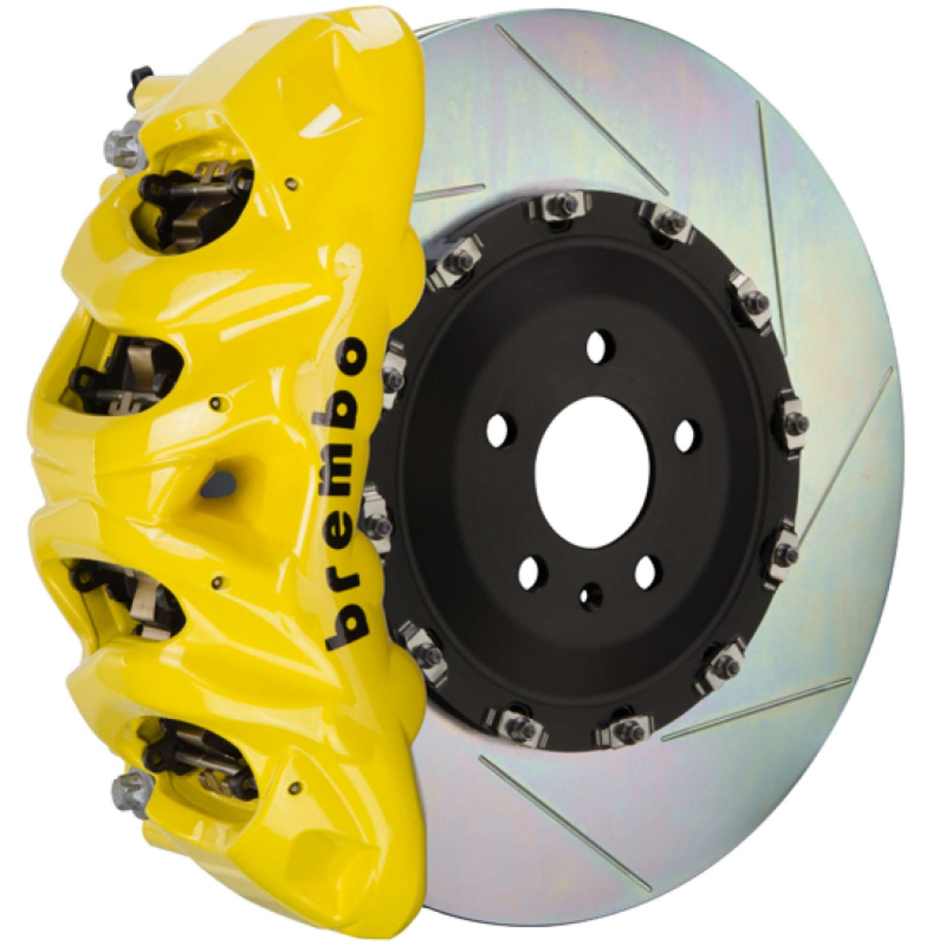 Picture of Brembo 16+ Q7 4M-19+ Q8 4M Front GT BBK 8 Piston Cast 412x38 2pc Rotor Slotted Type-1- Yellow