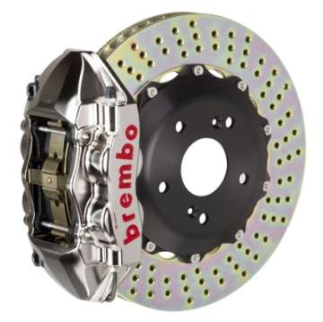 Picture of Brembo 99-07 Evo VI-VII-VIII-IXRear GTR BBK 4 Piston Billet 328x28 2pc Rotor Drilled- Nickel