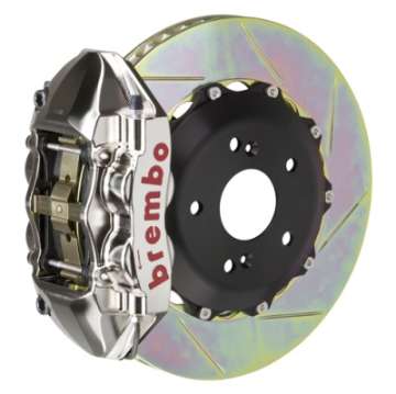 Picture of Brembo 99-07 Evo VI-VII-VIII-IXRear GTR BBK 4 Piston Billet 328x28 2pc Rotor Slotted Type1 - Nickel