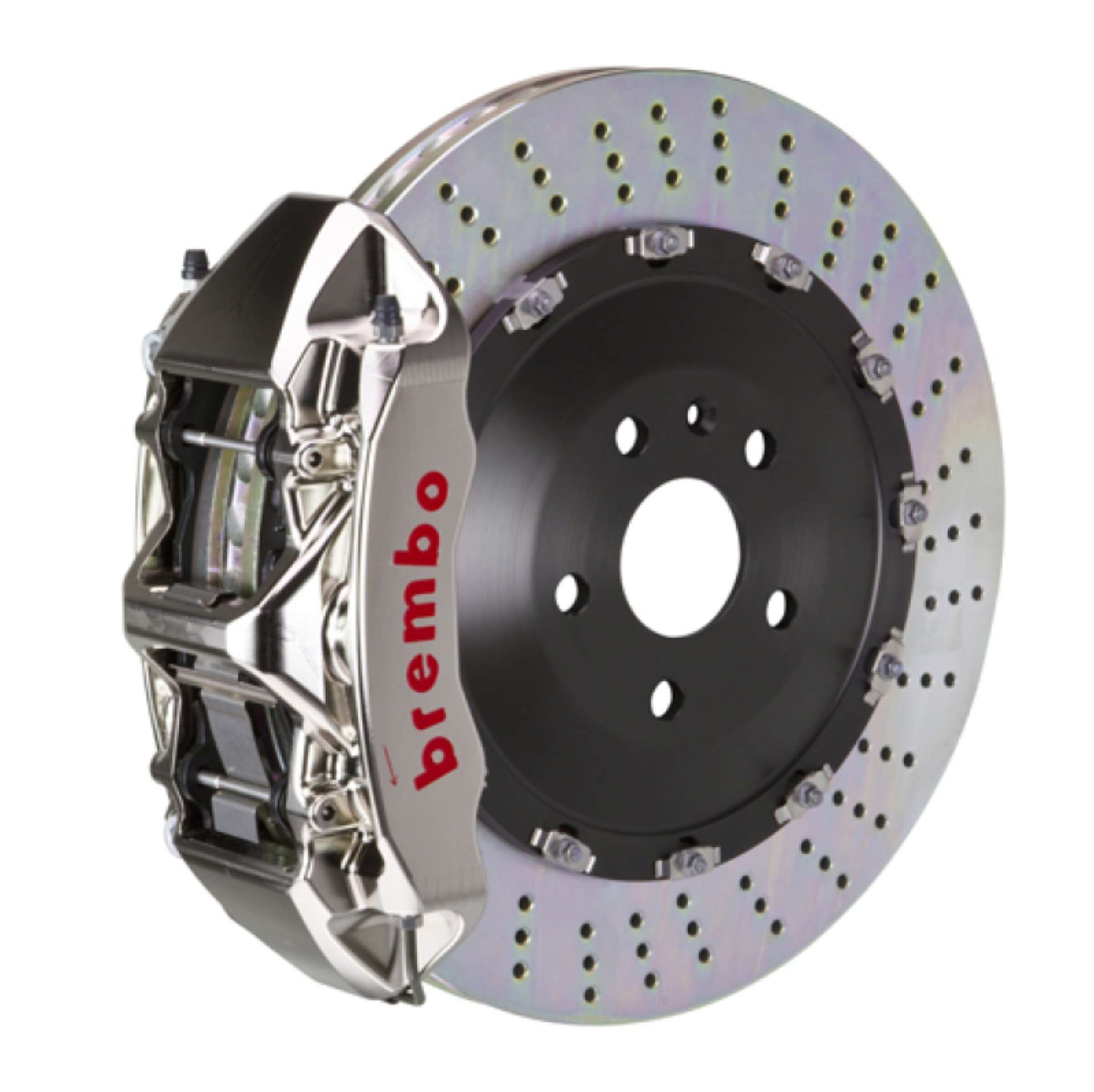 Picture of Brembo 06-13 S350 Front GTR BBK 6 Piston Billet 405x34 2pc Rotor Drilled-Nickel