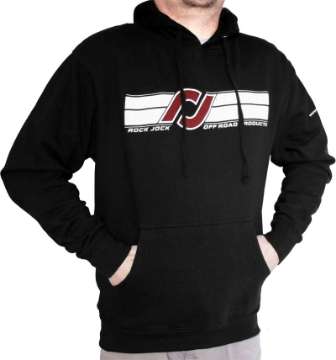 Picture of RockJock Hoodie Sweatshirt w-RJ Logo and Horizontal Stripes Black Youth Medium Print on Front