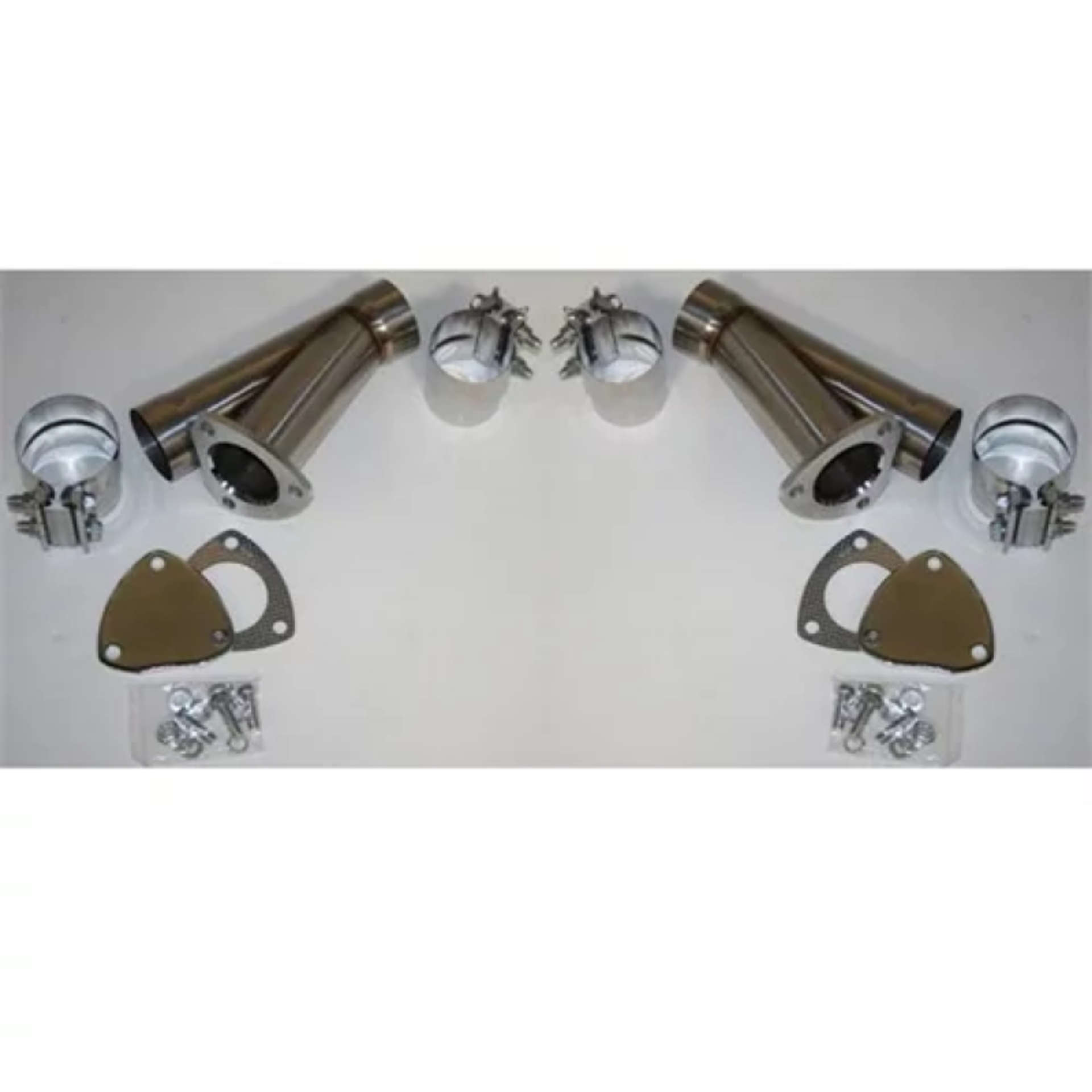 Picture of Granatelli 2-0in Stainless Steel Manual Dual Exhaust Cutout Kit w-Slip Fit Band Clamp