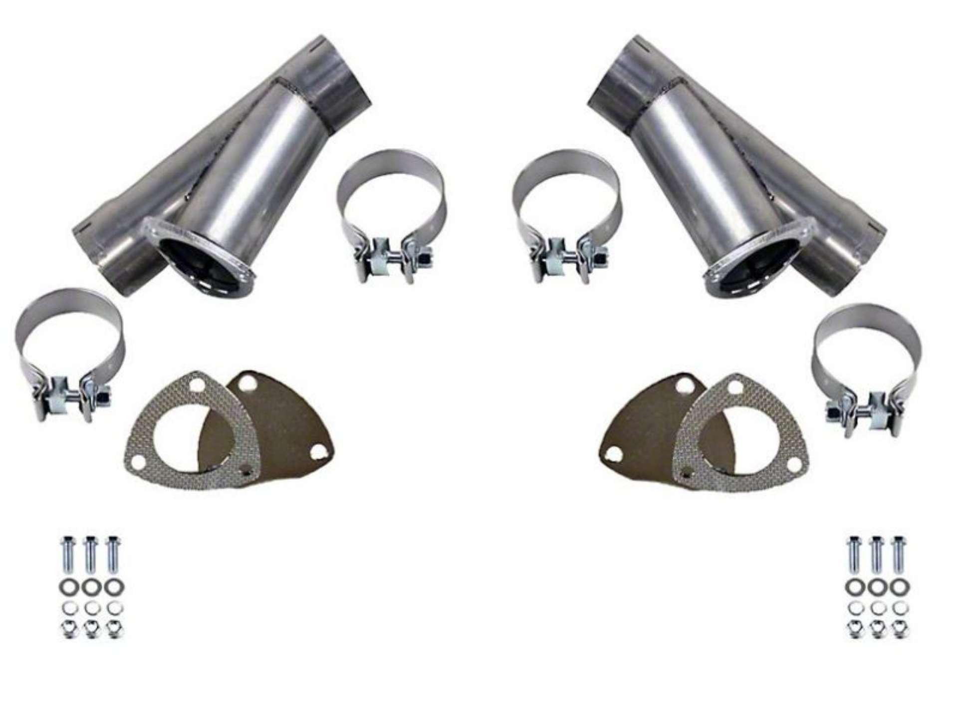 Picture of Granatelli 3-0in Stainless Steel Manual Dual Exhaust Cutout Kit w-Slip Fit & Band Clamp