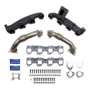 Picture of Wehrli 17-24 Chevrolet Duramax Billet Exhaust Manifold & Stainless Up Pipe Kit w- Gaskets & Hardware