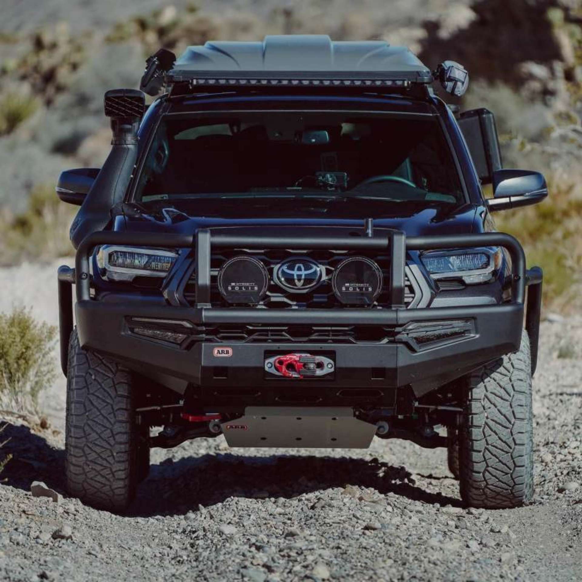 Picture of ARB 16-23 Toyota Tacoma Summit MKII Bumper Kit w- LED Fog Lights & Winch Install Kit - Black