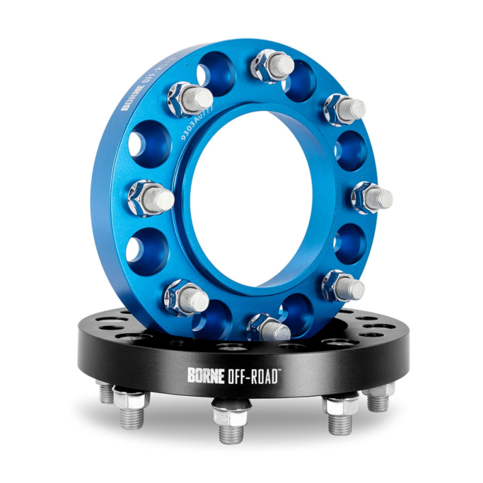 Picture of Mishimoto Borne Off-Road Wheel Spacers - 8X165-1 - 121-3 - 38-1 M14 - Blue