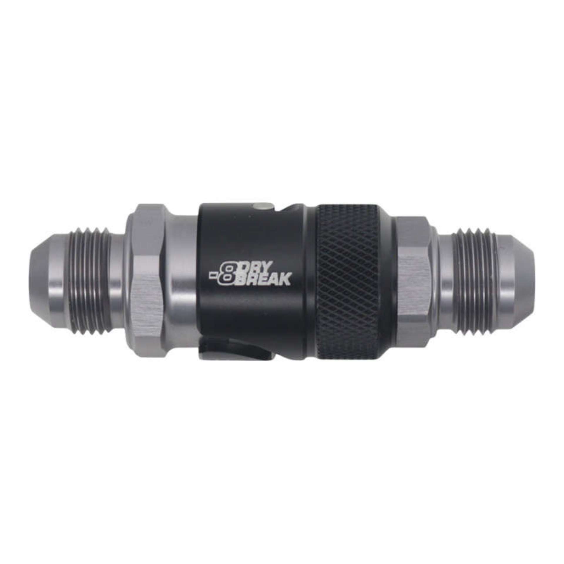 Picture of DeatschWerks 8AN Male Flare Quick Disconnect Dry Break Fitting - 2 Pieces Anodized Matte Black