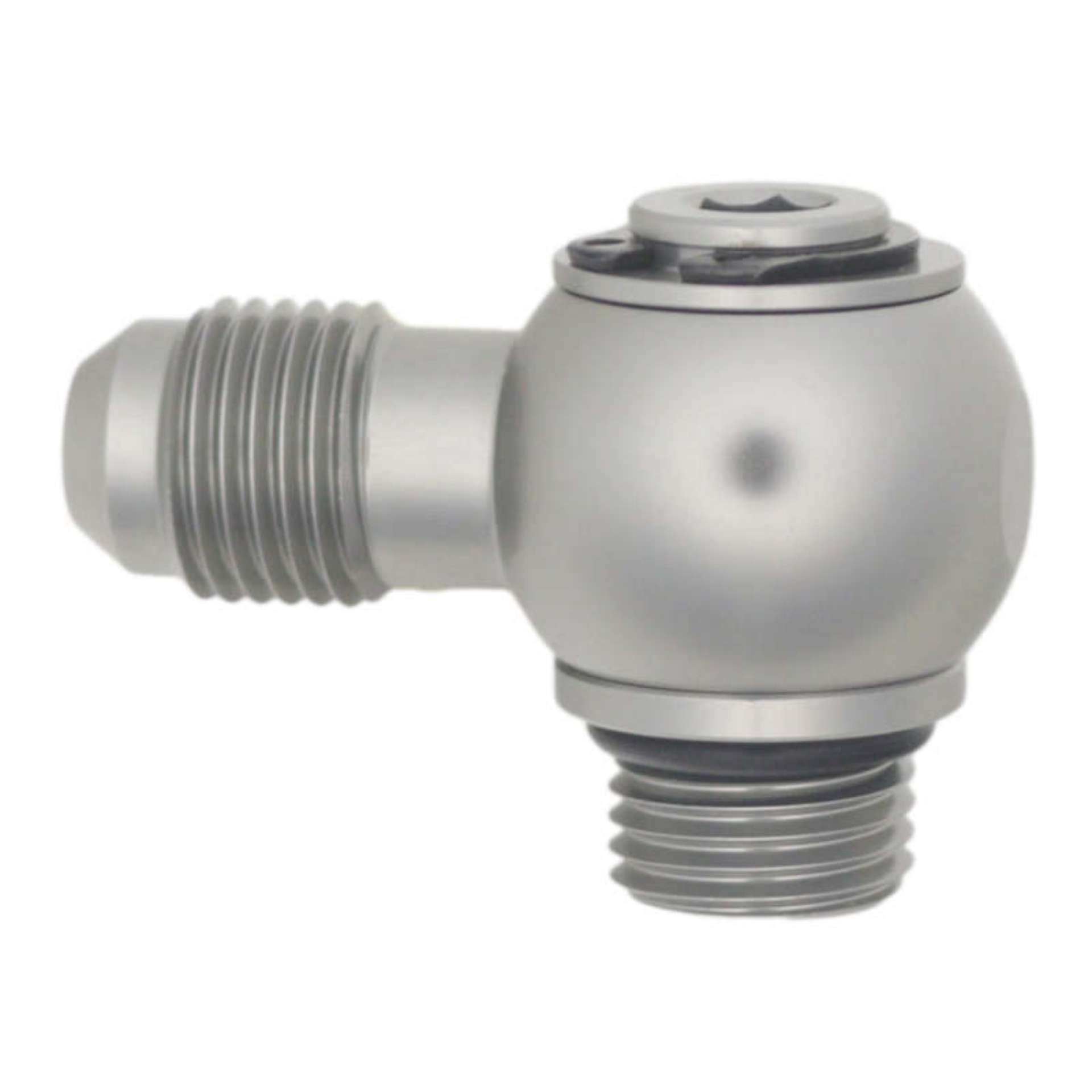 Picture of DeatschWerks 6AN ORB Male to 6AN Male Flare Low Profile 90-Degree Swivel - Anodized DW Titanium