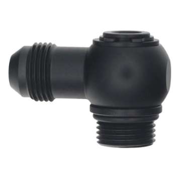 Picture of DeatschWerks 8AN ORB Male to 8AN Male Flare Low Profile 90-Degree Swivel - Anodized Matte Black