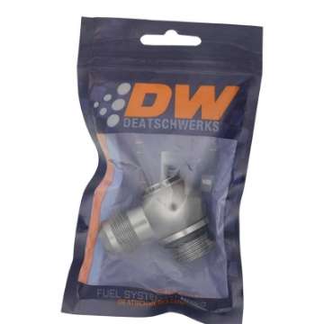 Picture of DeatschWerks 10AN ORB Male to 10AN Male Flare Low Profile 90-Degree Swivel - Anodized DW Titanium