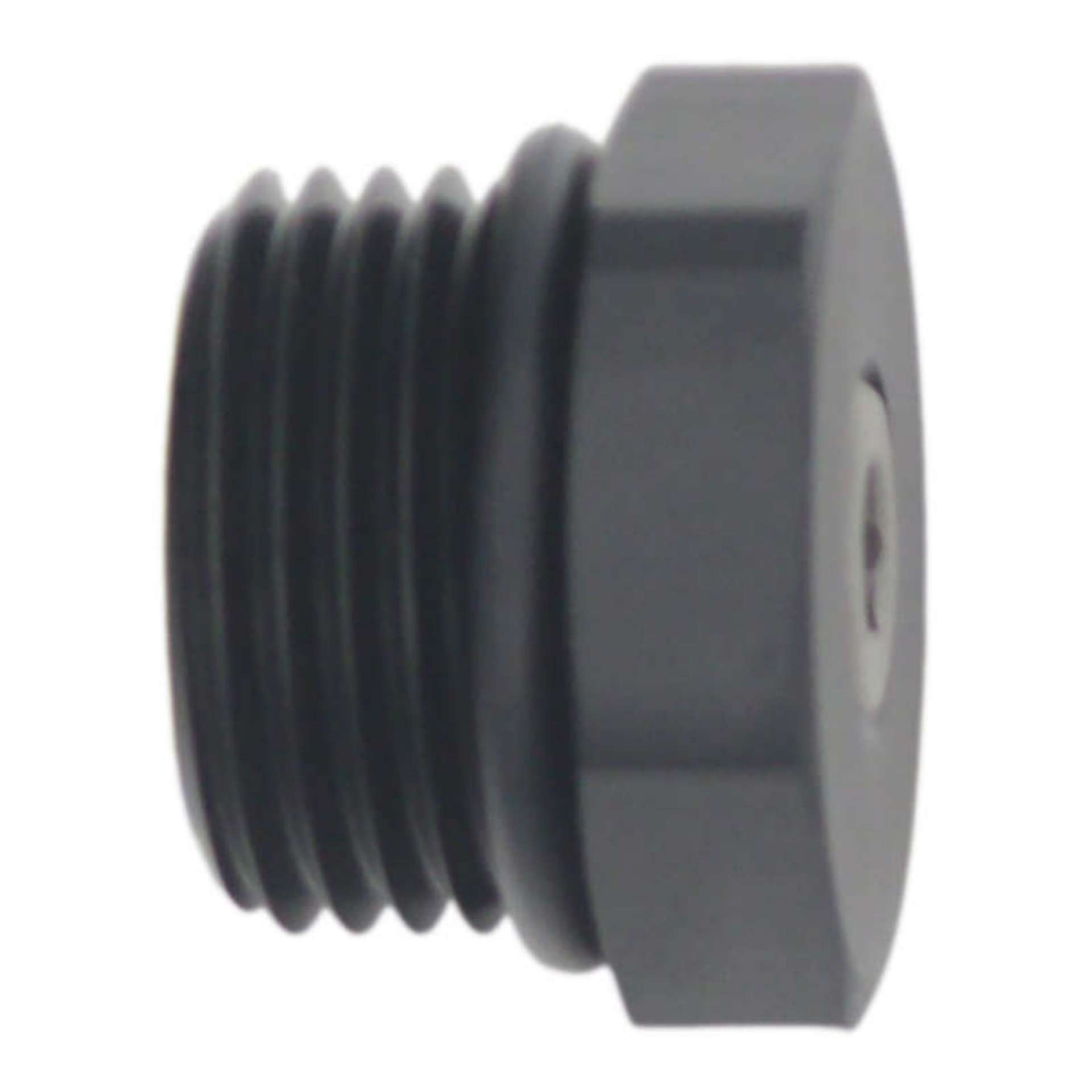 Picture of DeatschWerks 10AN ORB Male Plug Fitting with 1-8in NPT Gauge Port - Anodized Matte Black