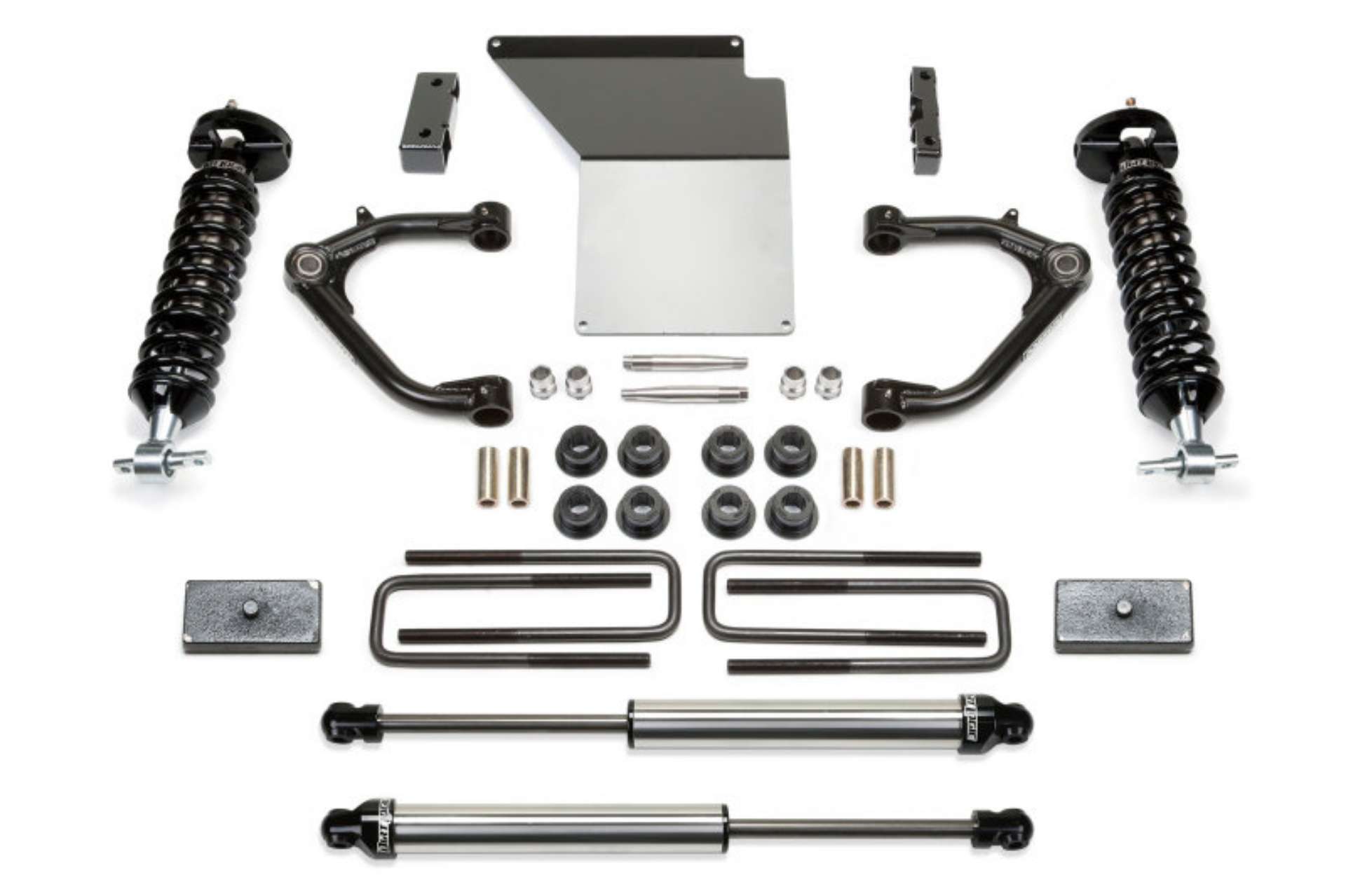 Picture of Fabtech 14-18 GM K1500 w-OE Alum- UCA 4in Uniball UCA System w-DL 2-5 Coilovers & Rear DL Shocks