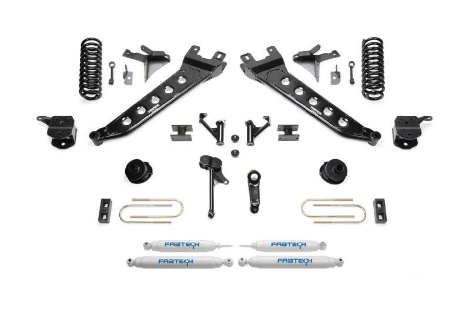 Picture of Fabtech 13-18 Ram 3500 4WD 7in Radius Arm Kit w-Perf Shks