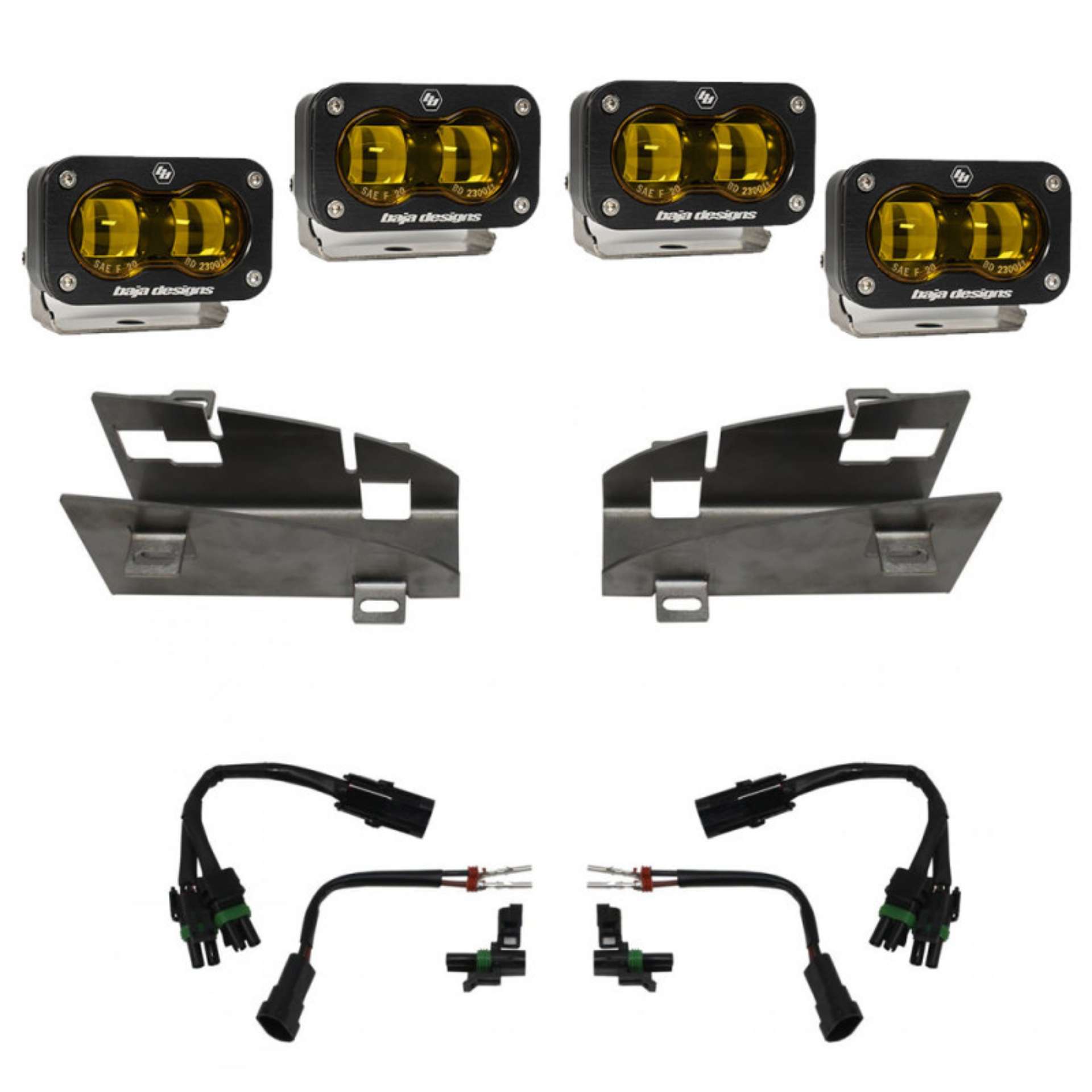 Picture of Baja Designs 19-22 Dodge RAM 1500 Rebel - 21-22 1500 TRX S2 SAE Dual Fog Pocket Light Kit - Amber