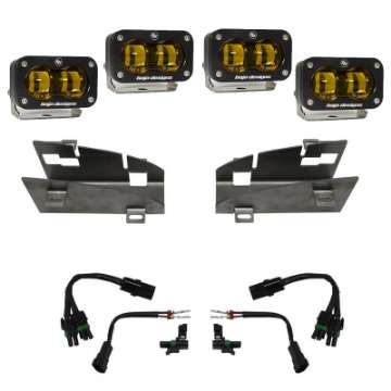 Picture of Baja Designs 19-22 Dodge RAM 1500 Rebel - 21-22 1500 TRX S2 SAE Dual Fog Pocket Light Kit - Amber