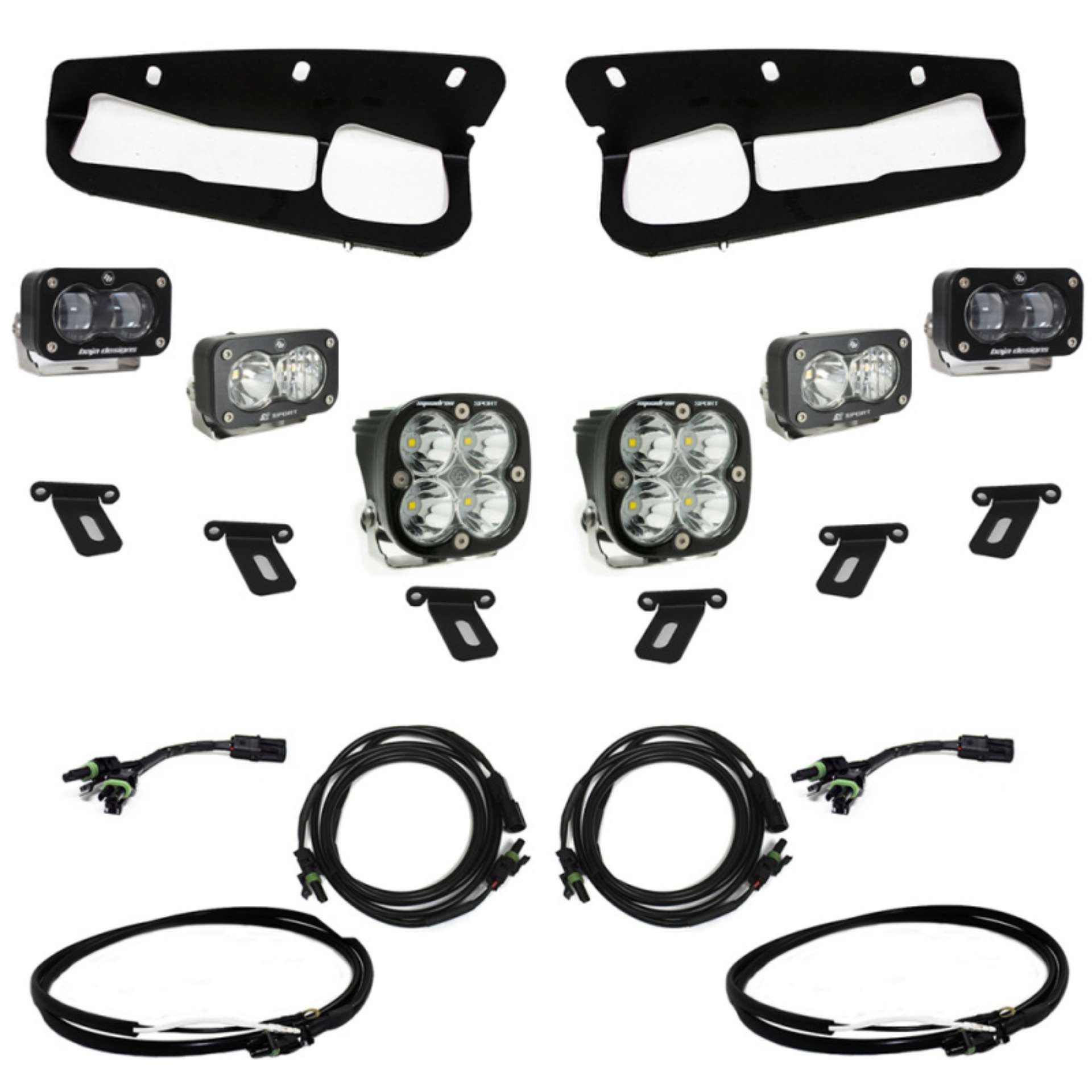 Picture of Baja Designs 21-22 Ford Bronco w-Steel Bumper S2 SAE Sportsmen Fog Pkt Light Kit w-Upfitter - Clear