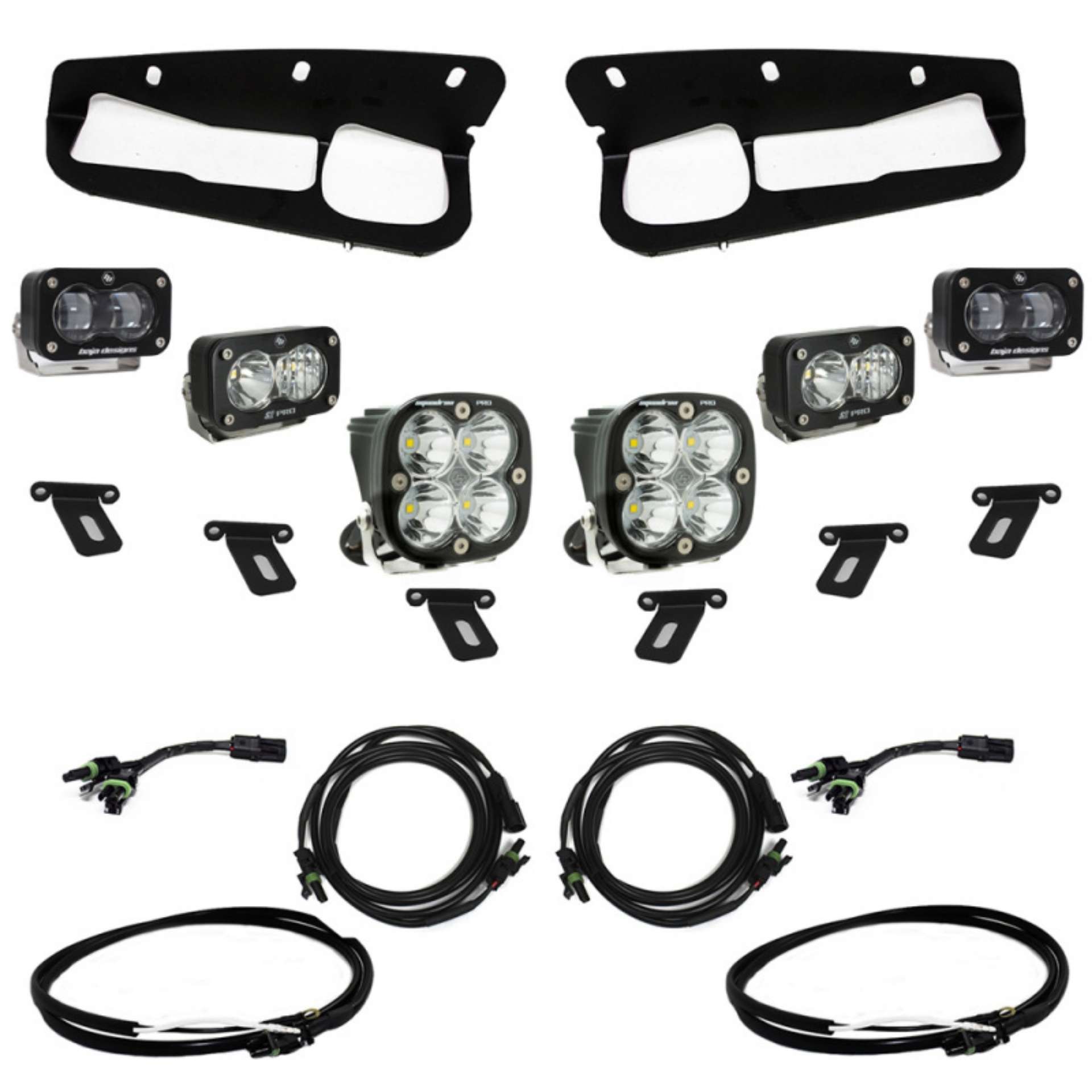 Picture of Baja Designs 21-22 Ford Bronco w-Steel Bumper S2 SAE Pro Fog Pocket Light Kit w-Upfitter - Clear