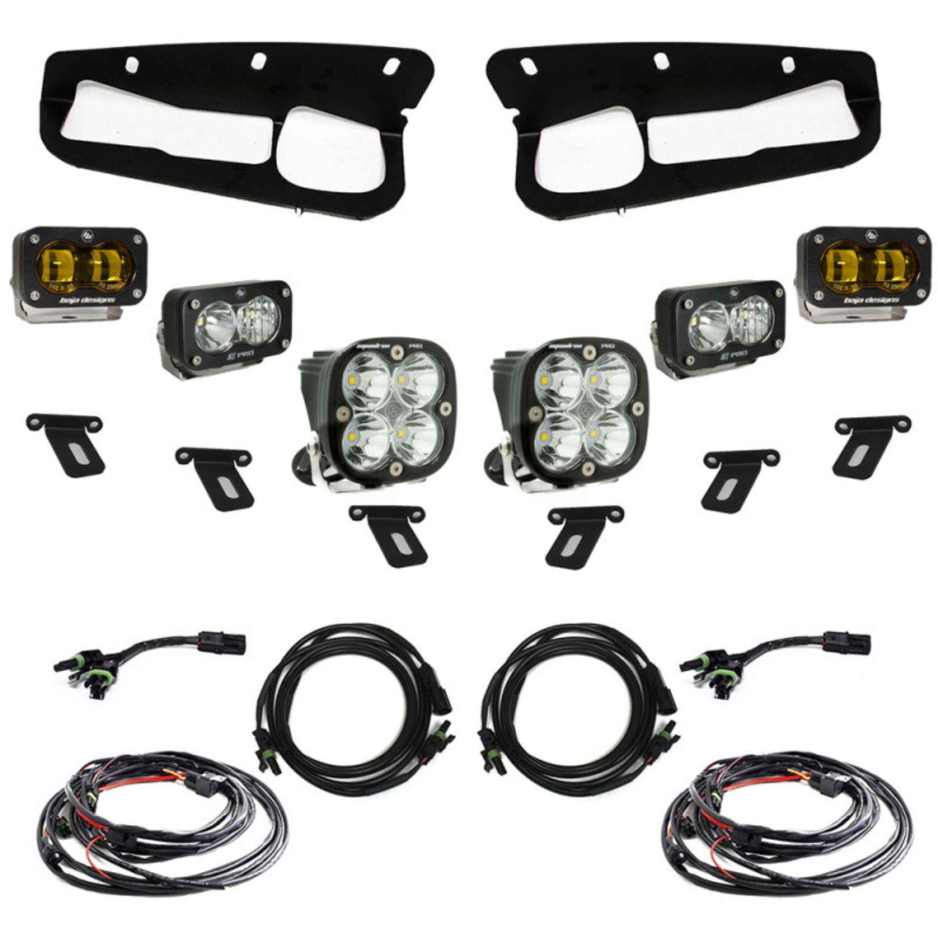 Picture of Baja Designs 21-22 Ford Bronco w-Steel Bumper S2 SAE Pro Fog Pocket Light Kit - Amber