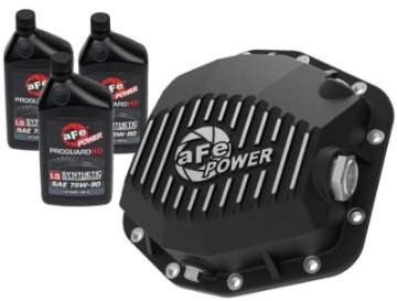 Picture of aFe POWER 2021 Ford Bronco w- Dana M220 Diff Cover w- Gear Oil Black Street Series w- Machined Fins
