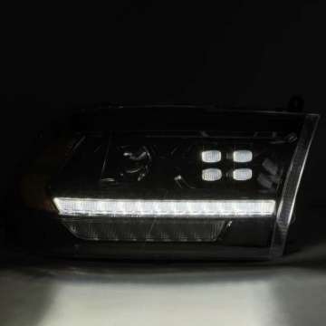 Picture of AlphaRex 09-18 Dodge Ram 2500 LUXX LED Proj Headlights Plank Style Black w-Activ Light-DRL