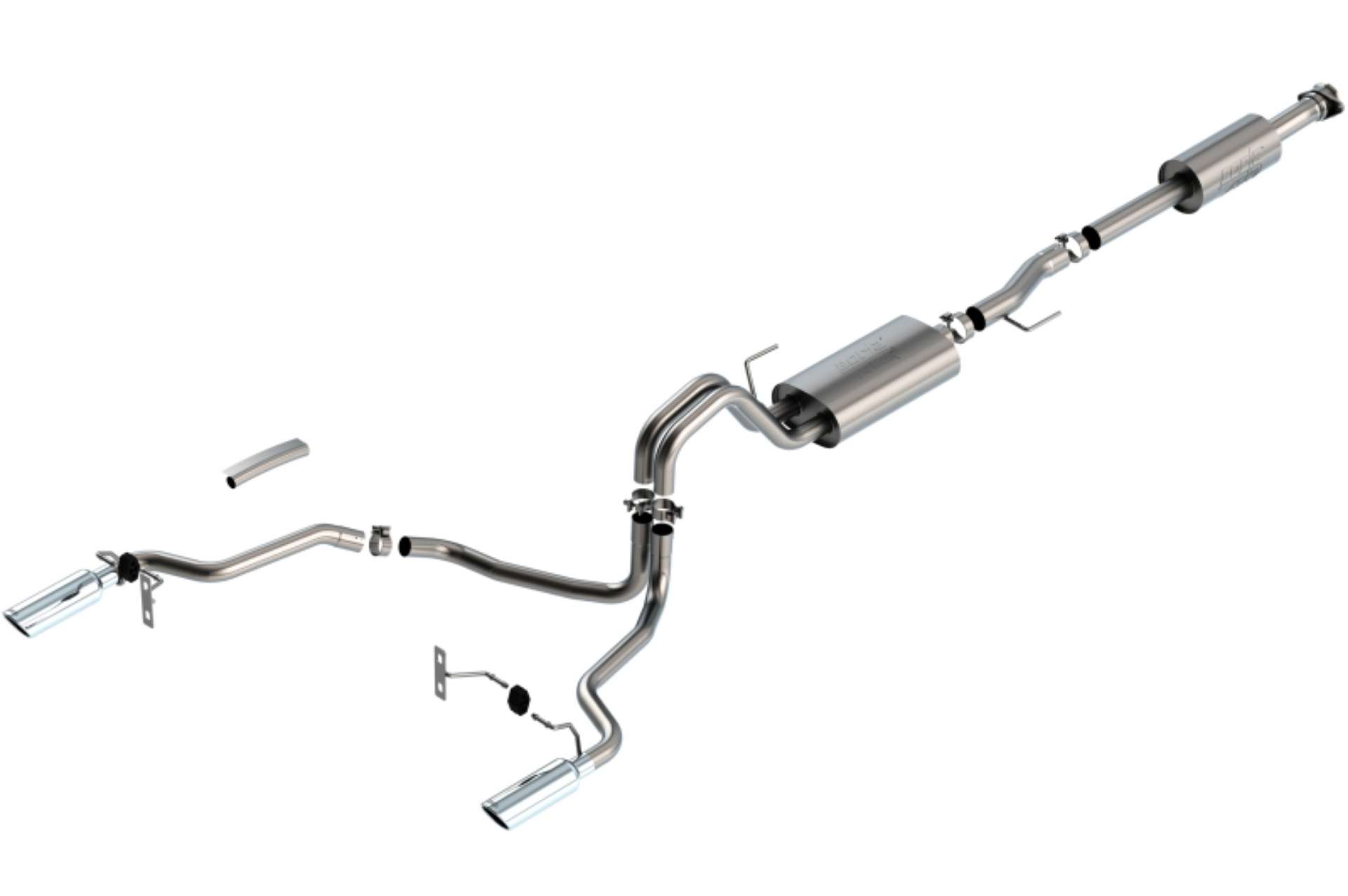 Picture of Borla F-150 2021 3-3L CC SB EC STB XL-XLT-Lariat-KR-Plnm-LTD 3-2-25 SRE Cat-Back ATAK Chrome Tips