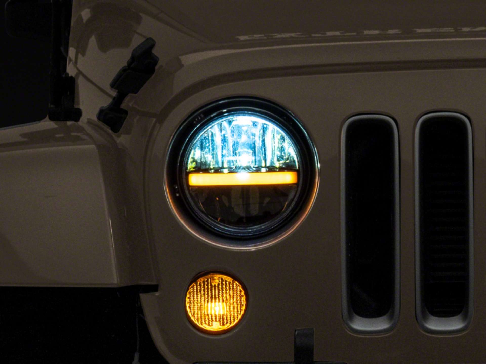 Picture of Raxiom 97-18 Jeep Wrangler TJ & JK Axial 7-In LED Headlights w- DRL - Blk Housing Clear Lens