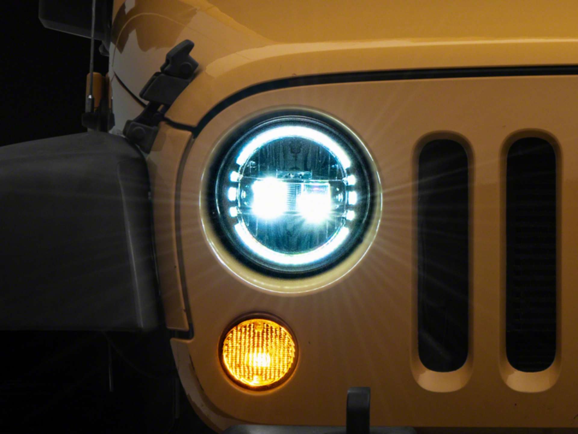 Picture of Raxiom 97-18 Jeep Wrangler TJ & JK Axial 7-In LED Headlights w- DRL- Chrome Housing Clear Lens