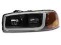 Picture of Raxiom 99-06 GMC Sierra 1500 Axial Series Headlights w- LED Bar- Blk Housing Clear Lens