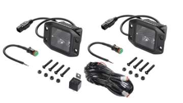 Picture of Hella Universal Black Magic 3-2in L-E-D- Cube Kit - Flood Beam Flush Mount