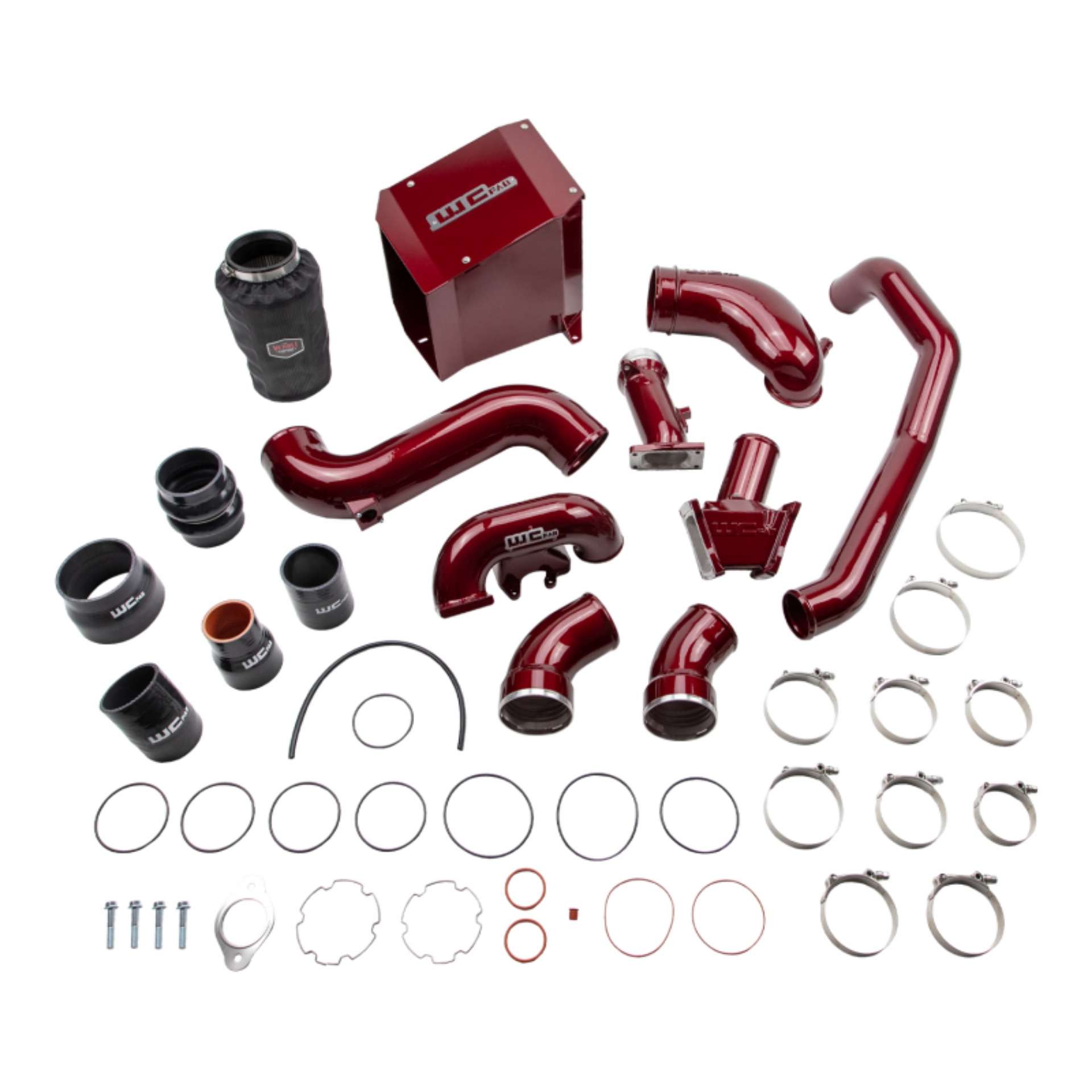 Picture of Wehrli 06-07 Chevrolet Duramax 6-6L LBZ Stage 2 High Flow Intake Bundle Kit - WCFab Red