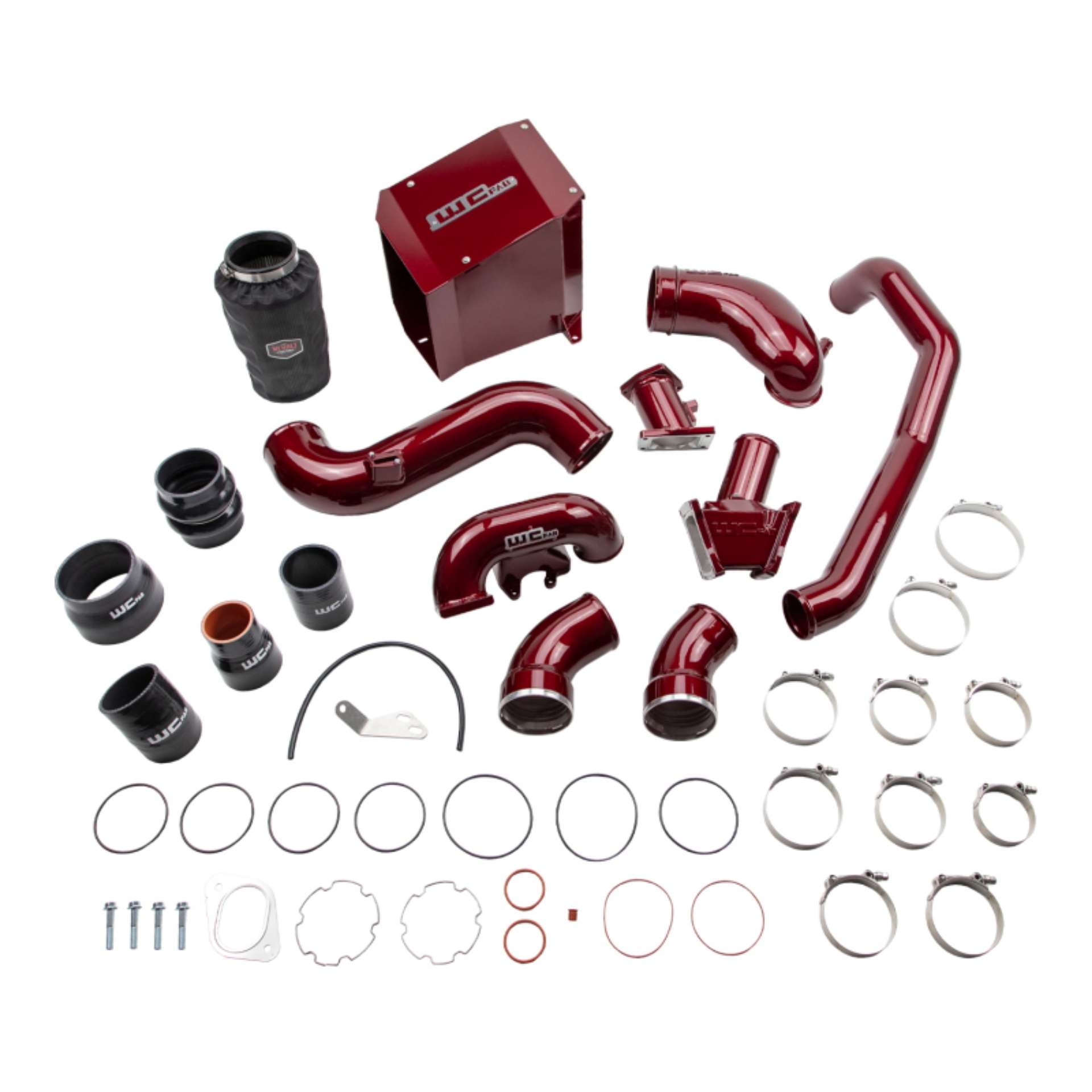 Picture of Wehrli 2007-5-2010 Chevrolet Duramax 6-6L LMM Stage 2 High Flow Intake Bundle Kit - WCFab Red