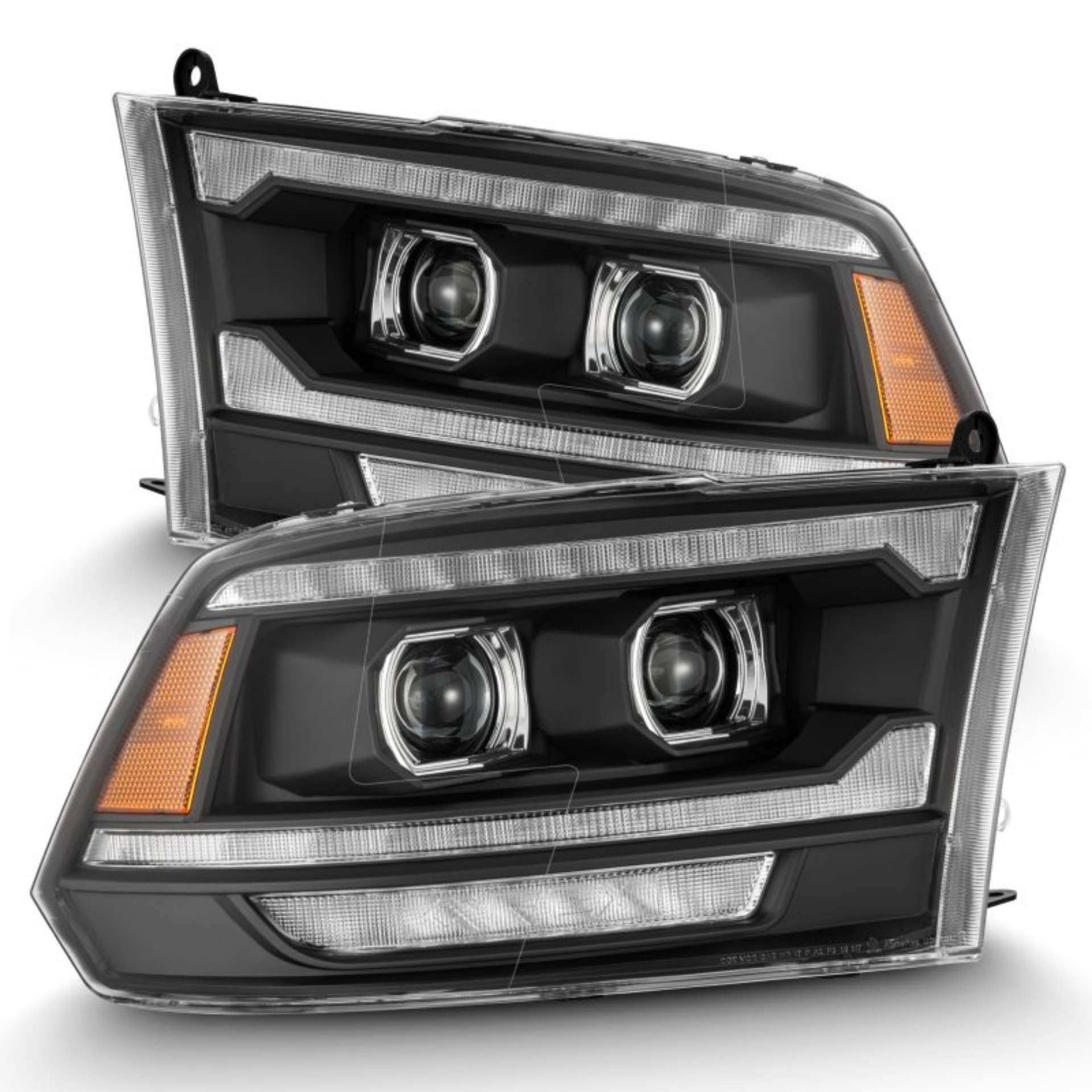 Picture of AlphaRex 09-18 Dodge Ram 2500 LUXX LED Proj Headlights Plank Style Blk w-Activ Light-Seq Signal-DRL