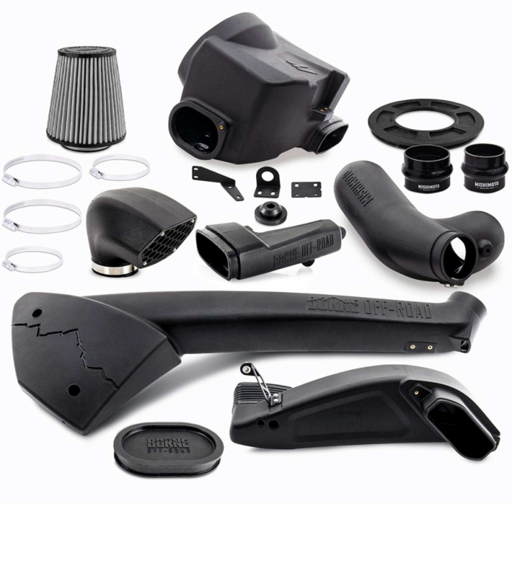 Picture of Mishimoto BORNE Off-Road 17+ Ford F-150 3-5L Snorkel & Performance Intake w- Dry Washable Filter