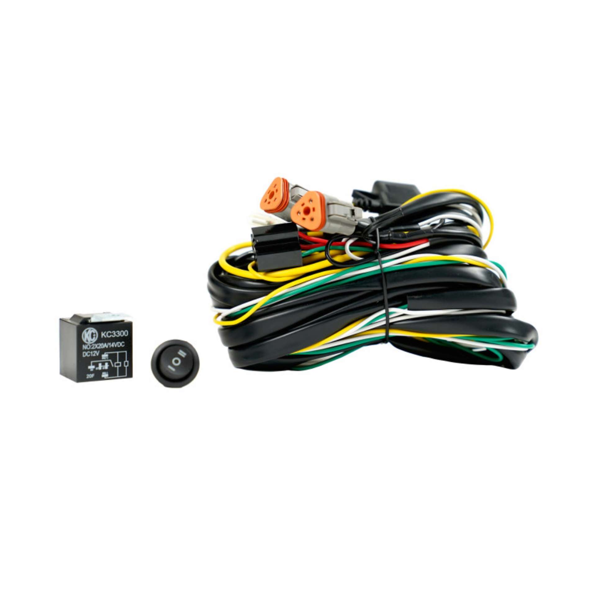 Picture of KC HiLiTES Wiring Harness FLEX ERA w-40 AMP Relay & 3 Position LED Rocker Switch 3-Pin Deutsch Con